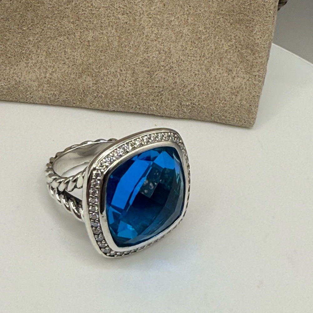 David Yuman Blue Topaz & Diamonds Ring - Picture 1 of 6